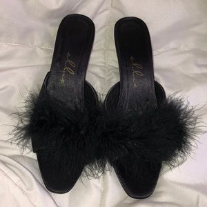 Black Marabou Heels